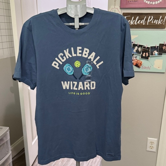 Life Is Good Blue Pickleball Wizard Tee - Picture 1 of 8